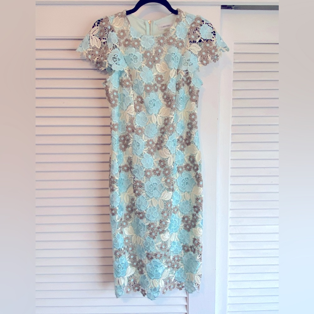 Calvin Klein embroidered mid length dress